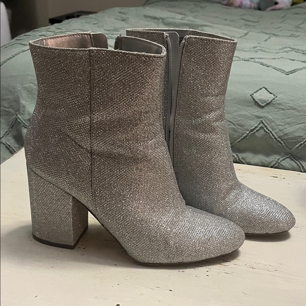 Madden Girl Sparkly Silver Ankle Boots